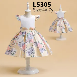 MQATZ 2023 नवीनतम बच्चे को लड़की पोशाक के लिए पार्टी सरल डिजाइन शाम फ्रॉक 4-7 साल राजकुमारी थोक प्रिंट L5305
