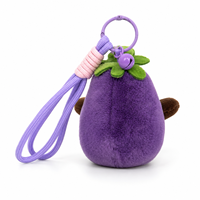 Nouveau Porte-clés Pendentif en Peluche Aubergine Amusante, Poupée de Sac, Jouet Végétal, Mini Jouets pour Machine à Pinces, Jouet en Peluche Anti-Stress d'Anniversaire