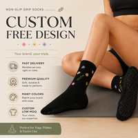 Nouveautés 2026 : Chaussettes de yoga en coton antidérapantes pour femme, mi-mollet, personnalisables, pour Pilates, avec revers sur mesure