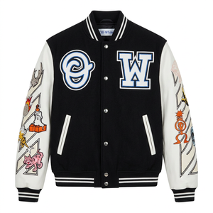 Veste universitaire pour homme de haute qualité avec logo personnalisé, streetwear, veste vintage Letterman, manches en cuir et laine, veste bomber unisexe - Product Image 1