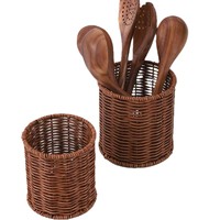 Panier en rotin PP tressé à la main de qualité alimentaire, écologique et durable, porte-couverts étanche pour couteaux, fourchettes et baguettes, pour la maison et la cuisine