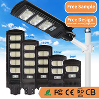 Vente Chaude Projecteur Solaire Intégré IP66 50W 100W 150W 200W 250W, Lampadaires Solaires LED pour Jardin et Route