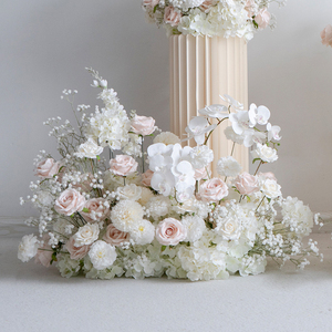 Arrangement floral de luxe blanc pour allée de mariage, toile de fond avec rangée de fleurs de <span class=keywords><strong>jacinthe</strong></span>, <span class=keywords><strong>orchidée</strong></span> et souffle de bébé, fournitures de décoration d'événements en gros - Product Image 3