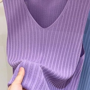Summer Loose Fitting Sleeveless Knitted <b>Vest</b> 2026 New <b>Top</b> Ice <b>Silk</b> Camisole Versatile V-Neck - Product Image 2
