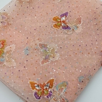 Nouvelle conception, tissu en dentelle de tulle à pois tissé brodé de paillettes multicolores dégradées, robe de printemps pour femmes et filles
