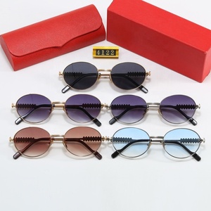 Lunettes de soleil de luxe 2026 pour hommes et femmes, petites lentilles ovales, marque de créateur originale, monture métallique de haute qualité - Product Image 5