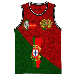 男の子の女の子のためのポルトガルスポーツバスケットボールジャージーあなたのテキスト/チーム番号をカスタマイズキッズスポーツジャージータンクチャイルドゲームデーの衣装