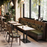 Ensemble de mobilier de restaurant contemporain en bois massif et cuir XZY OEM, table et chaises pour hôtel et café, sièges de banquette