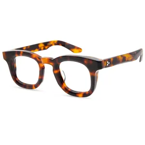 Monturas retro de carey para mujer con monturas redondas y monturas de cara gorda para hombre con gafas gruesas de montura gruesa para Miopía