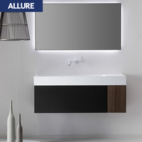Meuble-lavabo de salle de bain en MDF avec un seul lavabo, design intérieur Allure, noir