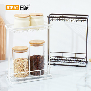 ชั้นวางเครื่องเทศสองชั้น ริปาย ทำจากเหล็กดัด ไม่ต้องเจาะ ใช้จัดเก็บเครื่องปรุงในครัว วางบนเคาน์เตอร์ได้ - Product Image 2