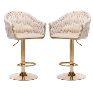 Taburete de Bar giratorio de terciopelo de 360 grados <span class=keywords><strong>con</strong></span> <span class=keywords><strong>respaldo</strong></span> bajo y reposapiés, taburete de Bar ajustable, taburete de bar silla de <span class=keywords><strong>cocina</strong></span> - Product Image 1