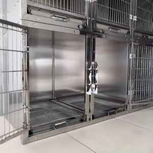 Grande cage pour animaux de compagnie en acier inoxydable pour chats et chiens - Marque personnalisable, respirante, fermeture à bouton verrouillable, utilisation en intérieur pour clinique - Product Image 3