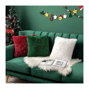 소파 침대 소파를 위한 크리스마스 가짜 모피 베개 덮개, 호화스러운 연약한 장식적인 던짐 베개 덮개 태양열 집열기 모피 방석 덮개