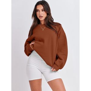 FOXA Oversized Sweatshirt Women Crewneck Drop Shoulder Fleece Casual Pullover <b>Top</b> Breathable Fall Outfits Clothes - Product Image 2