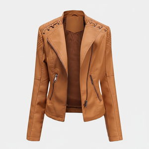 Veste Moto Femme Grande Taille en Similicuir Premium OEM Imperméable Respirante Décontractée Courte Couleur Unie Doublure en Fausse Fourrure Poches - Product Image 1