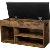 Banc de rangement à chaussures moderne en bois avec coussin et 3 compartiments, banc à chaussures d'entrée avec siège