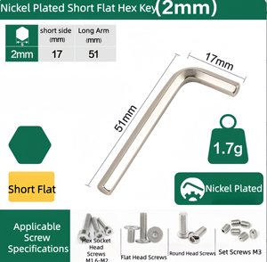 Llave Allen en Forma de L, Recubierta de Níquel, de 0.7-36 mm, Métrica, Corta, Hexagonal, de una Sola Pieza, al por Mayor - Product Image 6