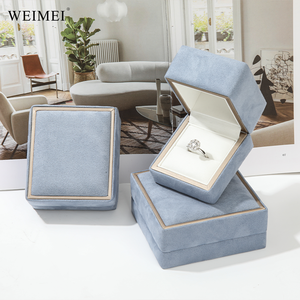 WEIMEI Wholesale Wedding Ring Jewelry Packaging Boxes Luxury Ring <b>Earring</b> Necklace velvet Jewelry <b>Box</b> - Product Image 4
