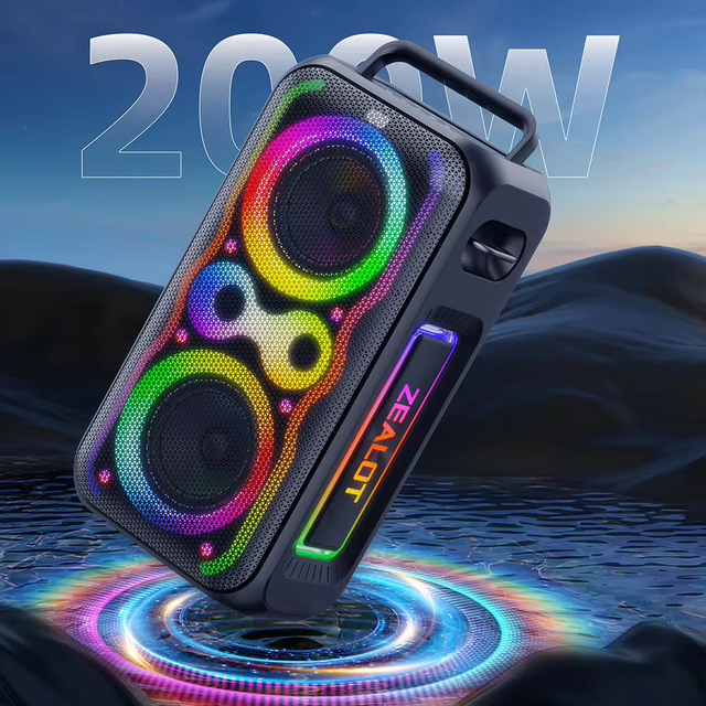 ZEALOT PT21 200W High Power Outdoor Portable Wireless Speaker Blue Tooth 48000mAh Battery RGB LED Fo Karaoke