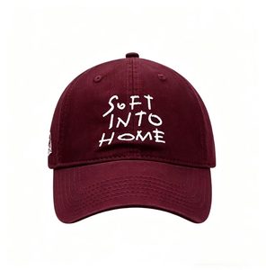 Casquette de baseball personnalisée en gros SOFT INTO HOME avec broderie manuscrite, casquette de papa en coton à 6 panneaux - Product Image 1
