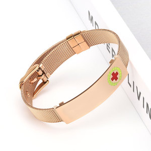 Pulsera de malla de acero inoxidable con símbolo médico, ajustable, personalizada, con grabado DIY, para profesionales de la salud - Product Image 6