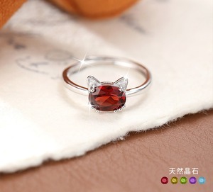 9 Anillos Minimalistas de Piedra Natural con Corte Ovalado de 6*8mm, Ajustables, de Plata Esterlina 925, Joyería con Diseño de Gato para Uso Diario - Product Image 2