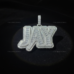 Pendentif élégant plaqué or blanc style Hip Hop JAY avec finition argentée et design scintillant pour les trendsetters unisexes - Product Image 5