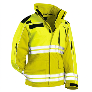 Chaqueta de Trabajo de Alta Visibilidad Unisex, Poliéster, Impermeable, Resistente al Viento, Reflectante, de Seguridad, Azul Verde Lima - Product Image 3