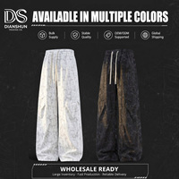 Pantalon unisexe d'été pour adultes, 100% polyester, léger, anti-transpiration, coupe simple et ample, taille mi-haute, jambe droite, poches latérales, motif tie-dye
