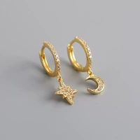 Euro-américain étoile lune oreille Clips S925 argent Sterling oreille goujons mode femmes boucles d'oreilles bijoux en gros