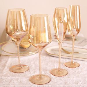 Copa de Vino de Cristal para el Hogar, con Recubrimiento Electrolítico, Color Ámbar, de Cristal, con Tallo Alto, para Vino Tinto y Champán - Product Image 2