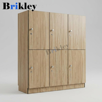 Casier compact HPL Brikley couleur grain de bois 12 mm d'épaisseur avec serrure électronique, installation au sol/au mur