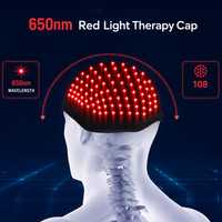 Casque de thérapie par lumière LED infrarouge proche 650 nm professionnel, 108 LED, thérapie par lumière rouge