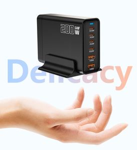 Vente en gros Hub de station de charge <span class=keywords><strong>USB</strong></span>-C à 6 ports 200W GaN III Chargeur rapide <span class=keywords><strong>USB</strong></span>-C PD 65W Chargeur de bureau pour téléphones mobiles QC3.0 - Product Image 3