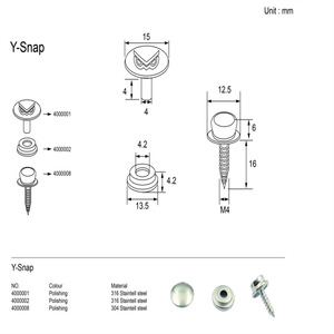 Y-SNAP Stainless Steel Snap Fastener <b>Polished</b> 316 Marine Grade For Boat <b>Car</b> Guitar Upholstery - Product Image 4