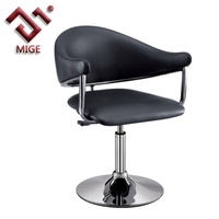 Chaise de bureau moderne en métal noir, avec assise en cuir et base en acier inoxydable, idéale pour le bureau à domicile et le comptoir de petit-déjeuner, directement de l'usine