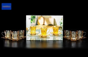 <strong>6</strong> Cup <strong>6</strong> Dish <strong>Set</strong> <strong>6</strong> Cups <strong>Set</strong> Glass <strong>Mugs</strong> Tea Cup Packing Gift Box Delicate Design OEM/ODM Available Factory Wholesale Food Grade - Product Image 2