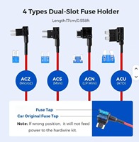Kit de câblage pour caméra embarquée en gros, 12V 24V vers 5V, avec chargeur mini USB et 8 fusibles de circuit complet