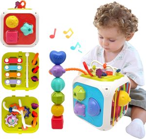 DADI OEM/ODM <span class=keywords><strong>6</strong></span> 12 <span class=keywords><strong>Mois</strong></span> Éducatifs Enfants Apprentissage Tirant Chaîne Élastique Corde Empilable Bloc Jouet 7 En 1 Bébé <span class=keywords><strong>Activité</strong></span> <span class=keywords><strong>Cube</strong></span> - Product Image 1