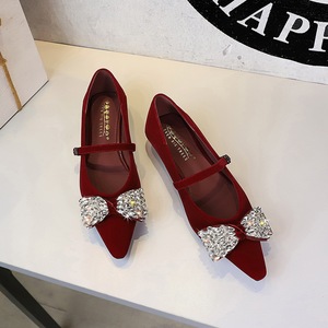 <span class=keywords><strong>Scarpe</strong></span> da Donna Mary Jane in Velluto <span class=keywords><strong>Bordeaux</strong></span> con Punta Affusolata, <span class=keywords><strong>Tacco</strong></span> <span class=keywords><strong>Basso</strong></span> a Zeppa, Fiocco con Strass, per Sposa e Ufficio - Product Image 1