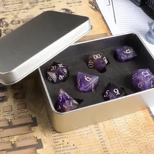 Dice Manufacturing Natural Stone Polyhedral DND Dice Set Purple Crystal Number Dice For Dungeons And Dragons