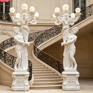 YOUFINE Ensemble <span class=keywords><strong>de</strong></span> lampadaires en marbre blanc, sculpture <span class=keywords><strong>de</strong></span> déesse classique, statue <span class=keywords><strong>de</strong></span> <span class=keywords><strong>jardin</strong></span> extérieur <span class=keywords><strong>pour</strong></span> villa - Product Image 3