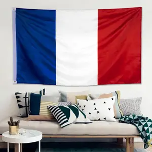 Venta al por mayor banderas francesas azul blanco rojo personalizable maravillosa Bandera de lujo hecho de alta calidad 100D poliéster