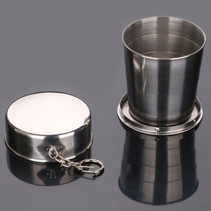 Taza Plegable Portátil de Acero Inoxidable para Viajes y Camping, 2 oz, 5 oz, 8 oz, con Llavero, Venta al Por Mayor - Product Image 3