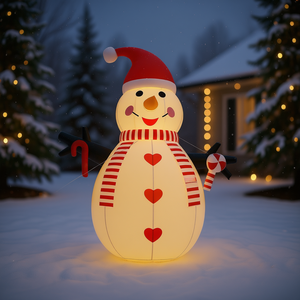 Muñeco de Nieve Inflable para Decoración Navideña de Jardín, 6 Pies de Altura, con Sombrero, Bufanda, Bastón de Caramelo y Luces - Product Image 2
