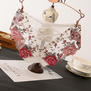 誘惑の芸術ランジェリー: 薄手のポリエステルメッシュ中空パンティーの絶妙な花の刺繍 - Product Image 1