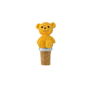 Yellow Bear Cork Wine Stopper With <b>Silver</b> <b>Top</b> For Red Wine Bottle Sealing - Product Image 1
