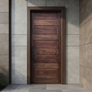 Ensemble de portes horizontales à 5 panneaux en Merbau massif, style artisanal - Product Image 3