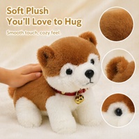 Peluche Akita Inu Mignonne, Jouet en Peluche Chien Moelleux en Position Assise, Marron et Blanc, Doux, pour Garçons et Filles, Compagnon de Chambre